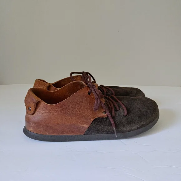 Birkenstock Montana Plus Suede Oiled Leather Shoes Size 9 9.5 Brown Two Tone - Picture 5 of 14